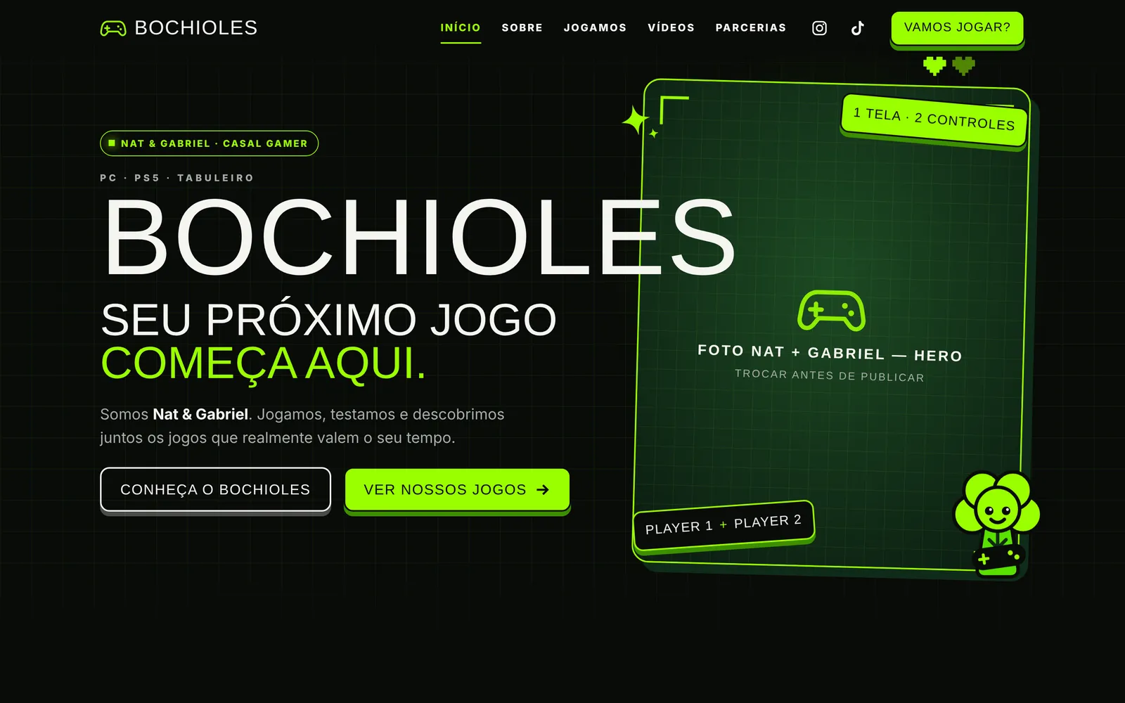 Site do canal BOCHIOLES na versão desktop