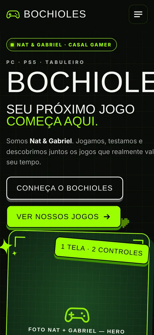 Site do canal BOCHIOLES no celular