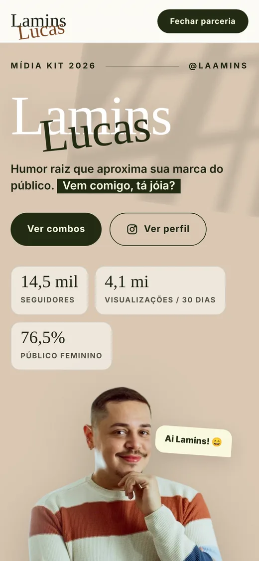 Página do Lucas Lamins na versão para celular